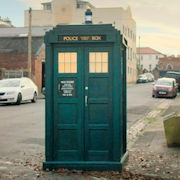 The TARDIS flies through the space-time vortex